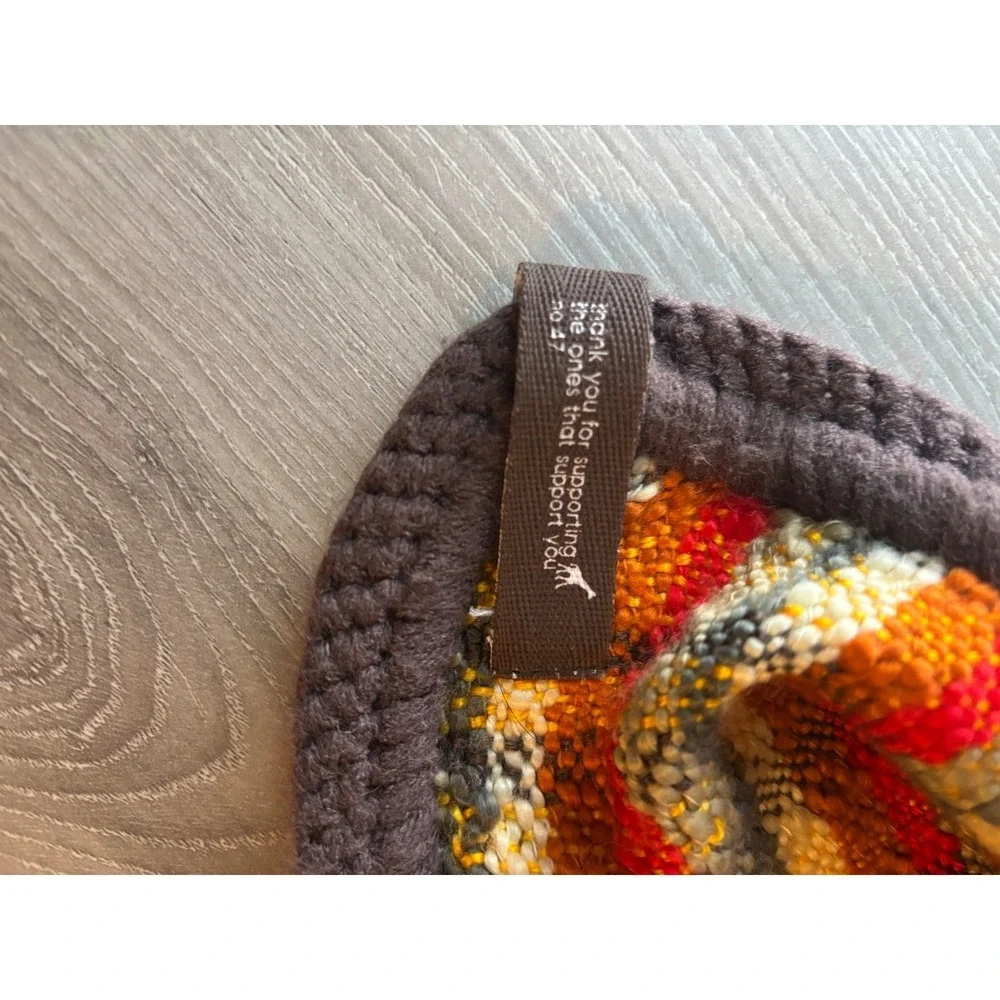LRG Knits Striped‎ Scarf Multi-Color Orange Red Brown Textured Winter READ